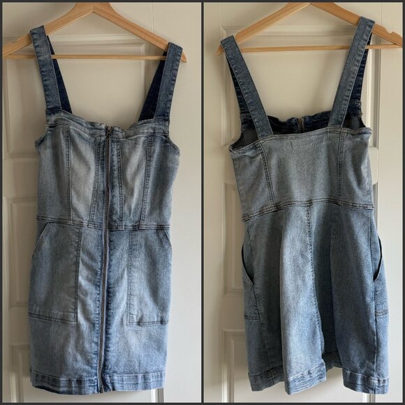 $5 ship! Altar'd State Mini Denim Dress - Size S - Picture 1 of 9